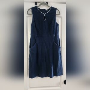 Navy Textured Dress with Pockets